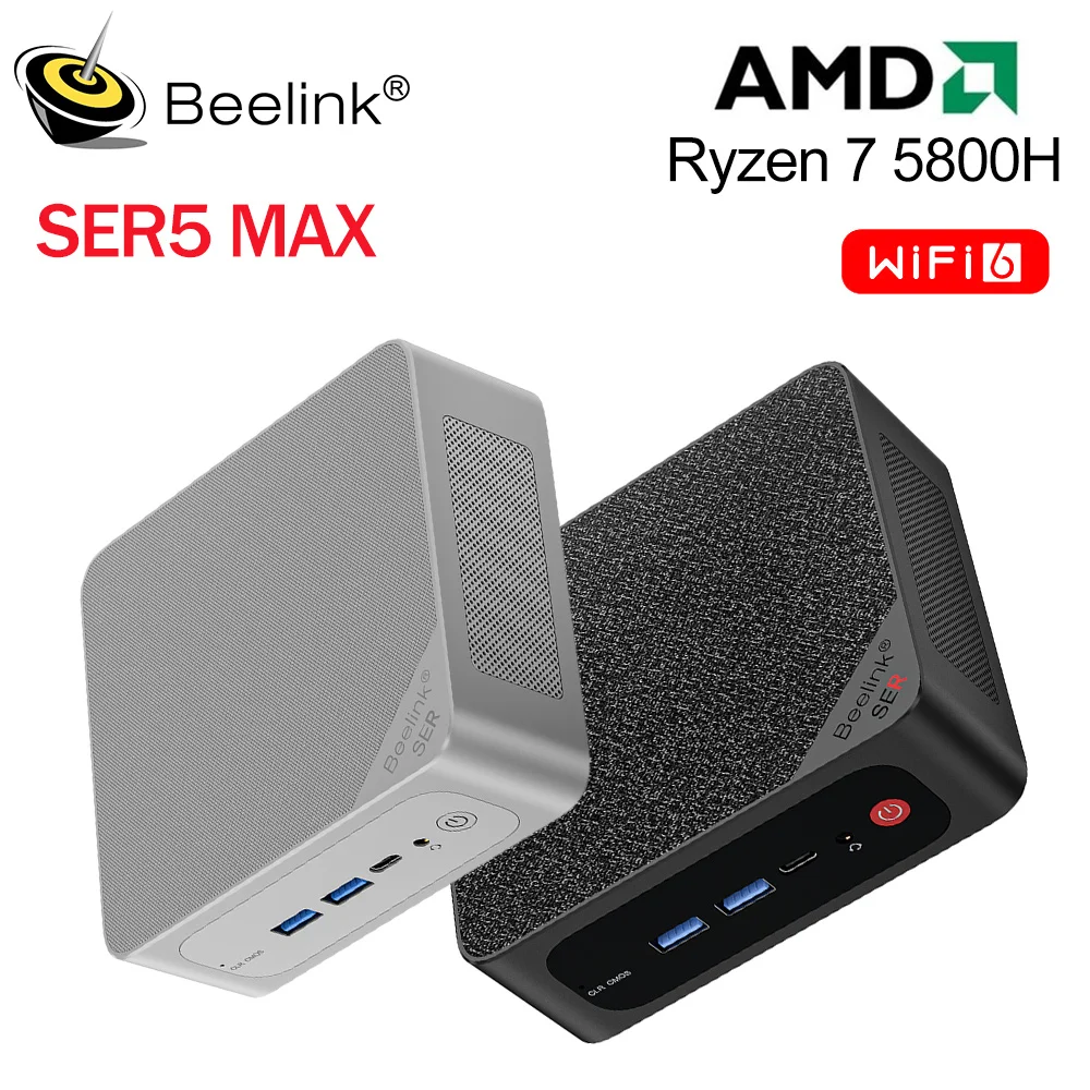 2023 Beelink Ryzen 7 5800H SER5 Max Pro 미니 PC AMD DDR4 16GB RAM 500GB SSD 5500U WiFi6 4K HD 데스크탑 컴퓨터 SER5 Pro 5700U