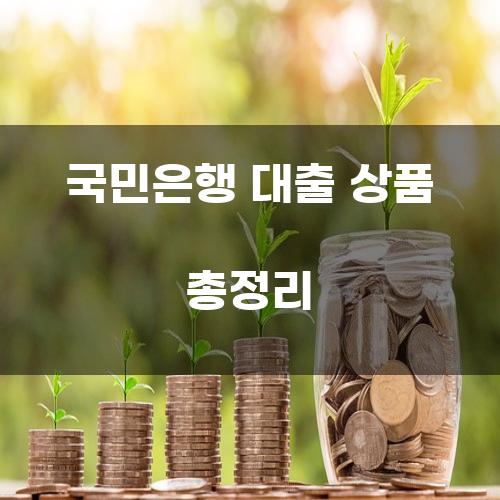 국민은행 대출 상품 총정리