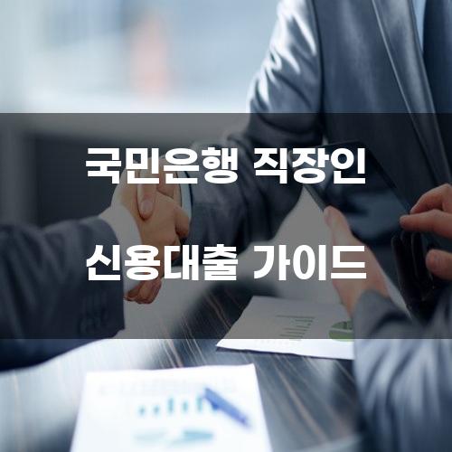 국민은행 직장인 신용대출 가이드