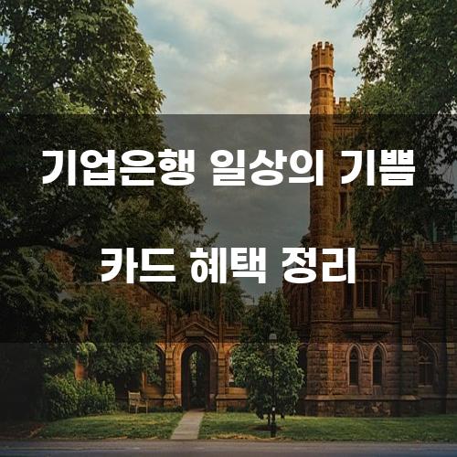 기업은행 일상의 기쁨 카드 혜택 정리