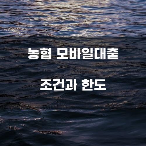 농협 모바일대출 조건과 한도