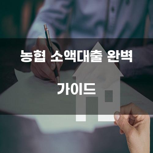 농협 소액대출 완벽 가이드