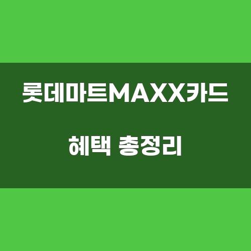 롯데마트MAXX카드 혜택 총정리