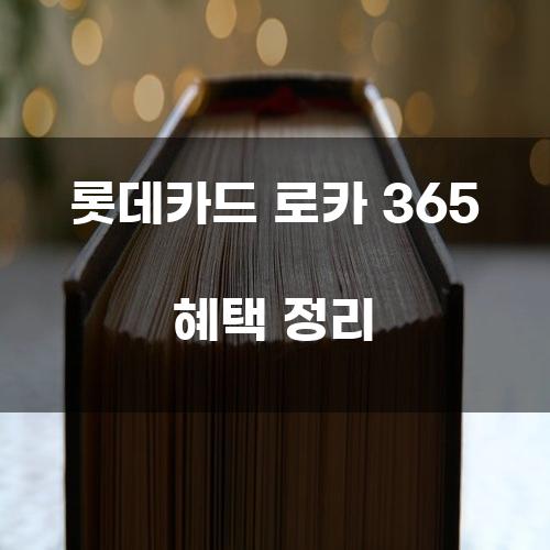 롯데카드 로카 365 혜택 정리