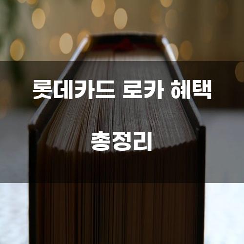 롯데카드 로카 혜택 총정리