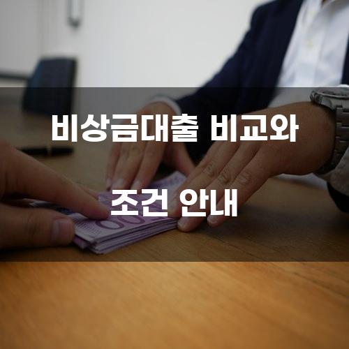 비상금대출 비교와 조건 안내