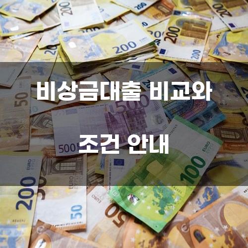 비상금대출 비교와 조건 안내