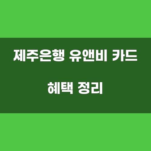 제주은행 유앤비 카드 혜택 정리