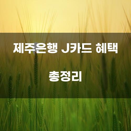 제주은행 J카드 혜택 총정리