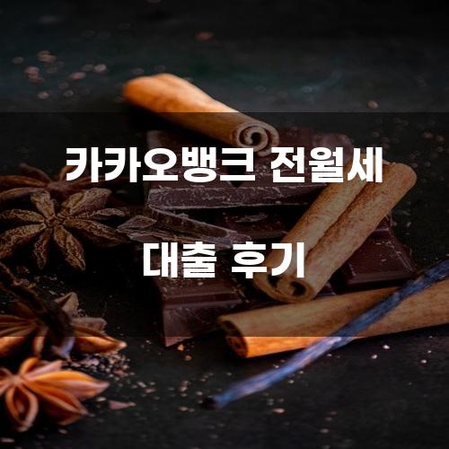 카카오뱅크 전월세 대출 후기