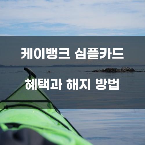 케이뱅크 심플카드 혜택과 해지 방법