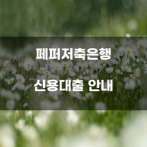 페퍼저축은행 신용대출 안내