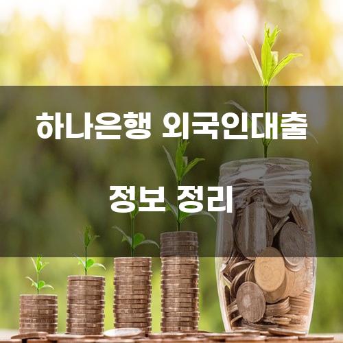 하나은행 외국인대출 정보 정리