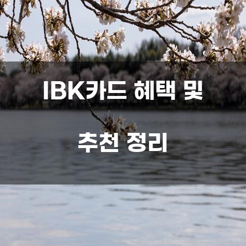 IBK카드 혜택 및 추천 정리