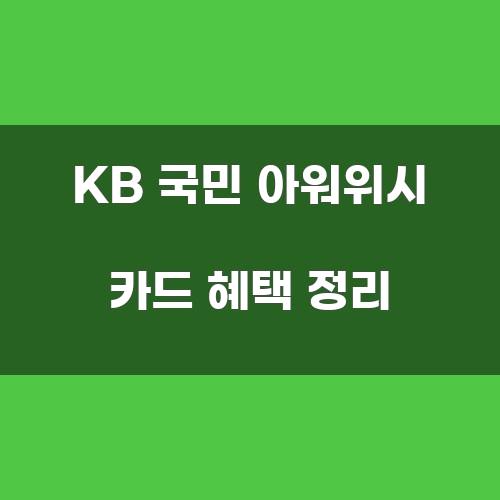 KB 국민 아워위시 카드 혜택 정리