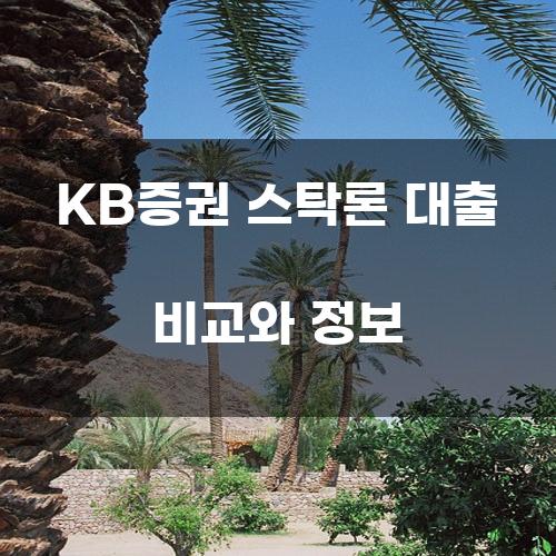 KB증권 스탁론 대출 비교와 정보