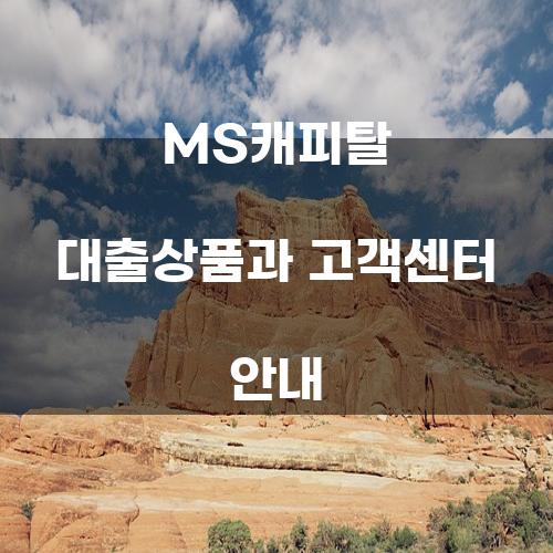 MS캐피탈 대출상품과 고객센터 안내