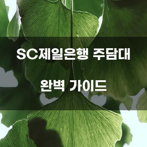 SC제일은행 주담대 완벽 가이드