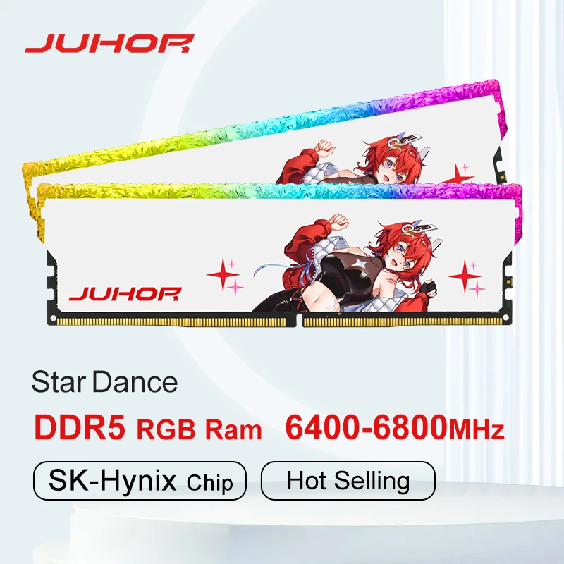 JUHOR DDR5 RGB 메모리 16GB 6400MHz 6800MHz 하이닉스 오리지널 칩 데스크톱 컴퓨터 램